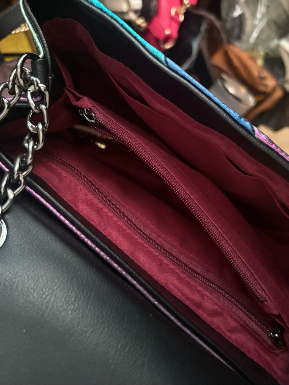 Kurt Geiger Multicolor Metallic Leather Diagonal-Stripe Shoulder Bag - Picture 9 of 9